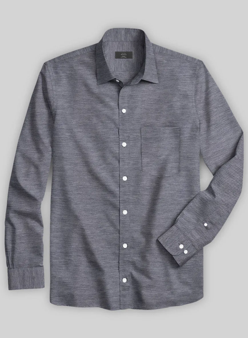 Italian Slate Blue Stretch Cotton Shirt