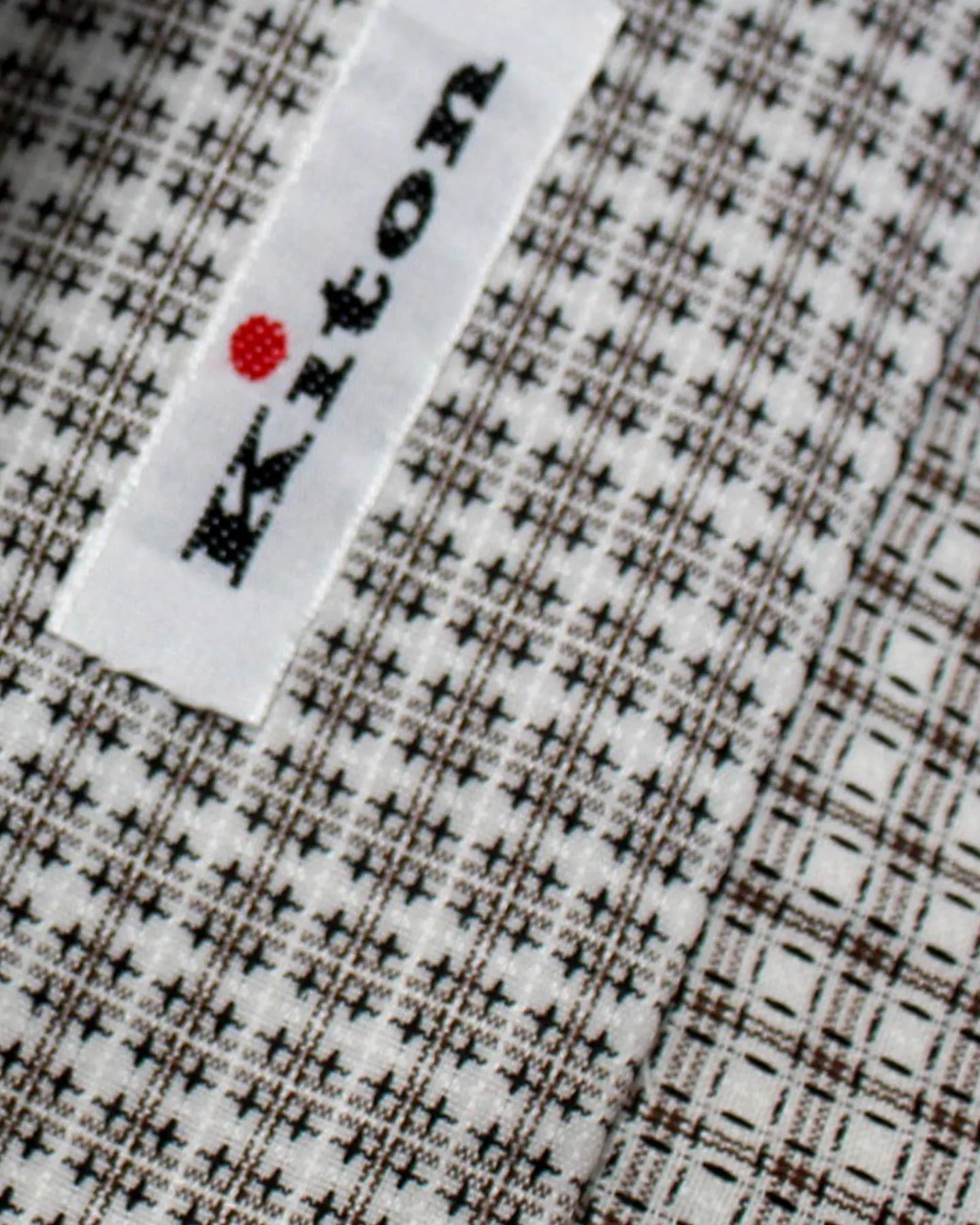 Kiton Dress Shirt White Black Brown Design 40 - 15 3/4 SALE