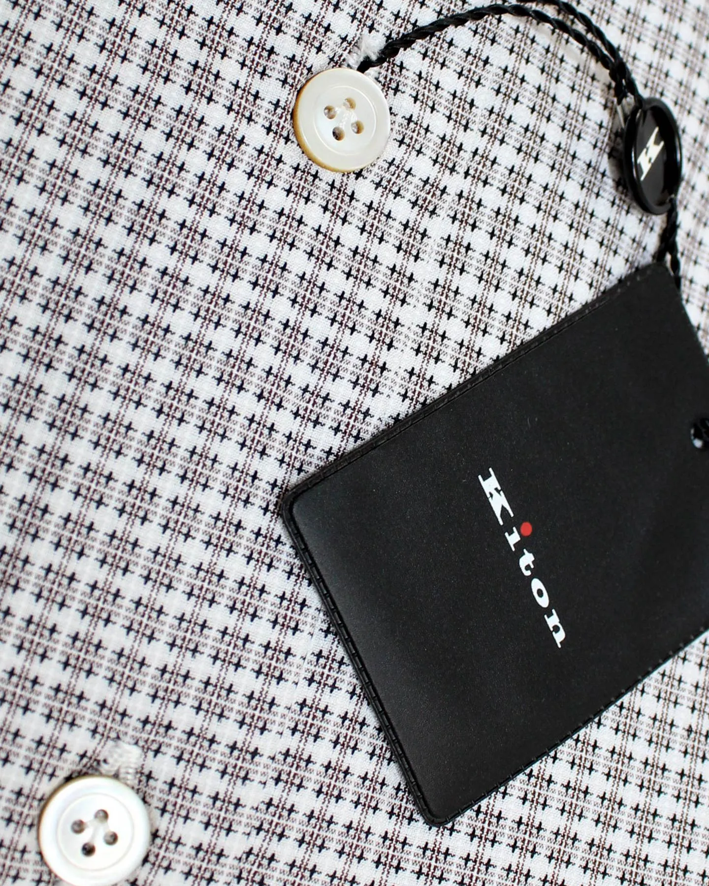 Kiton Dress Shirt White Black Brown Design 40 - 15 3/4 SALE
