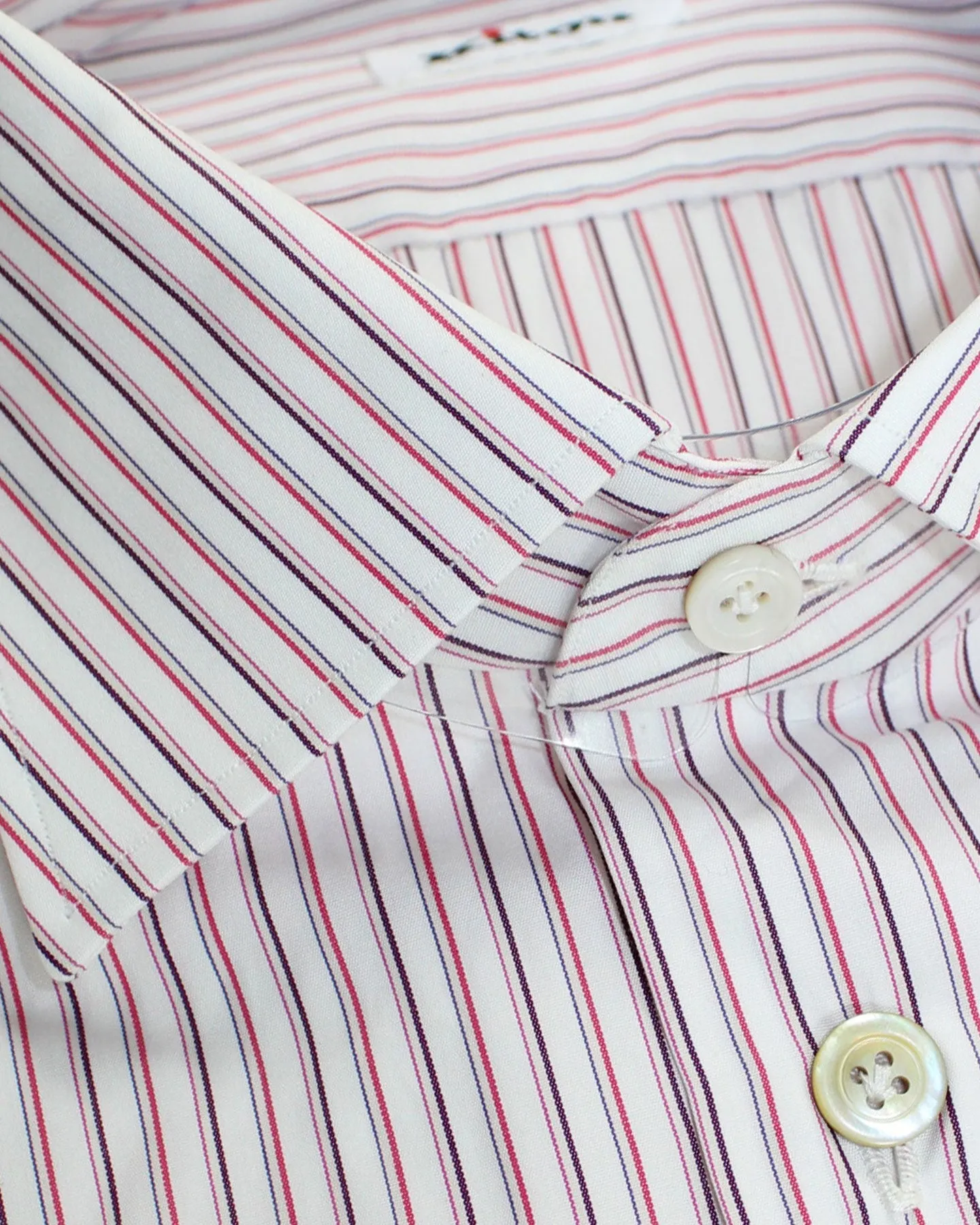 Kiton Dress Shirt White Pink Purple Stripes 40 - 15 3/4 SALE