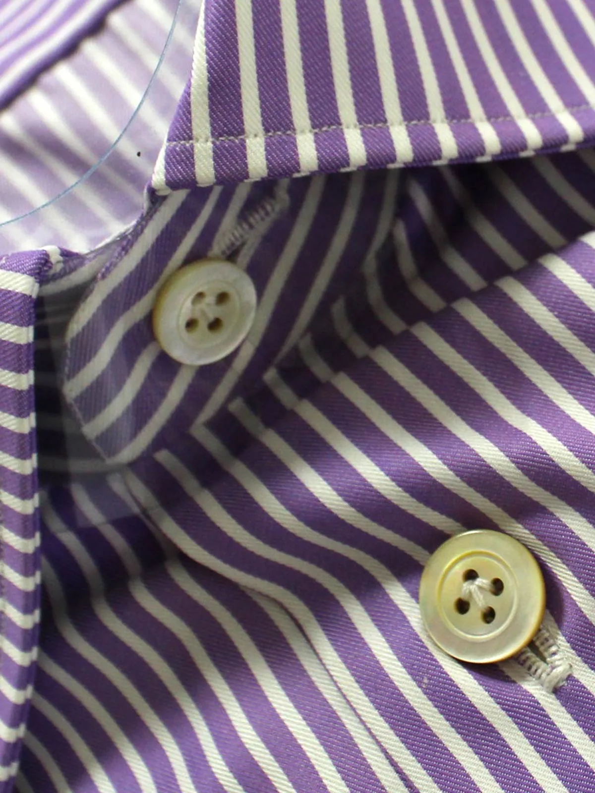 Kiton Dress Shirt White Purple Stripes 39 - 15 1/2 SALE