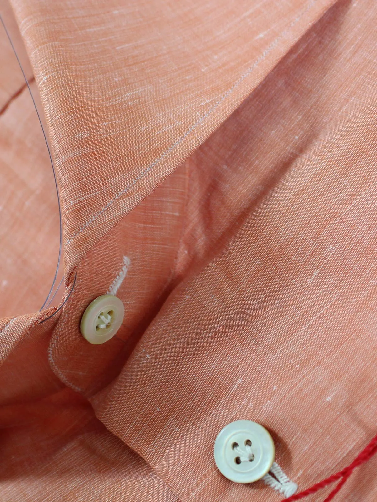 Kiton Linen Shirt Peach Pink Design 43 - 17 REDUCED SALE