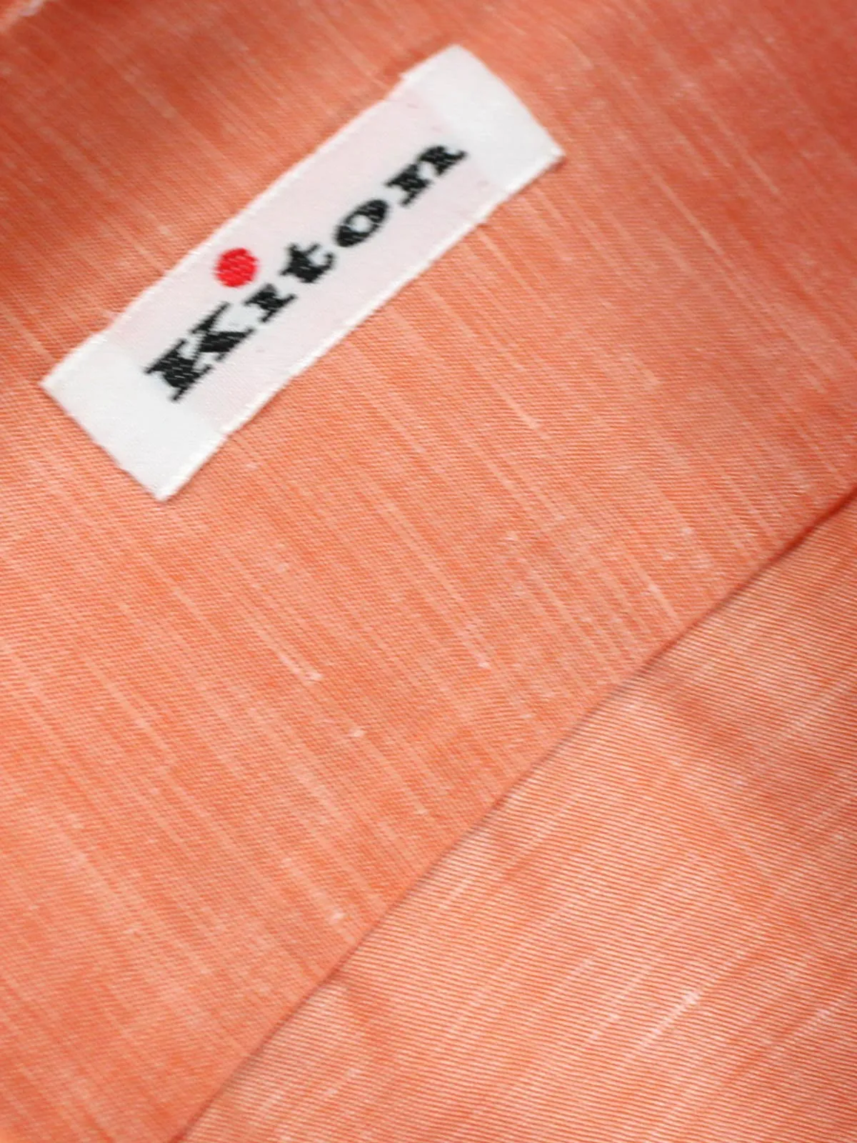 Kiton Linen Shirt Peach Pink Design 43 - 17 REDUCED SALE