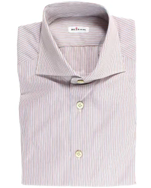 Kiton Shirt White Burgundy Blue Stripes 42 - 16 1/2 SALE