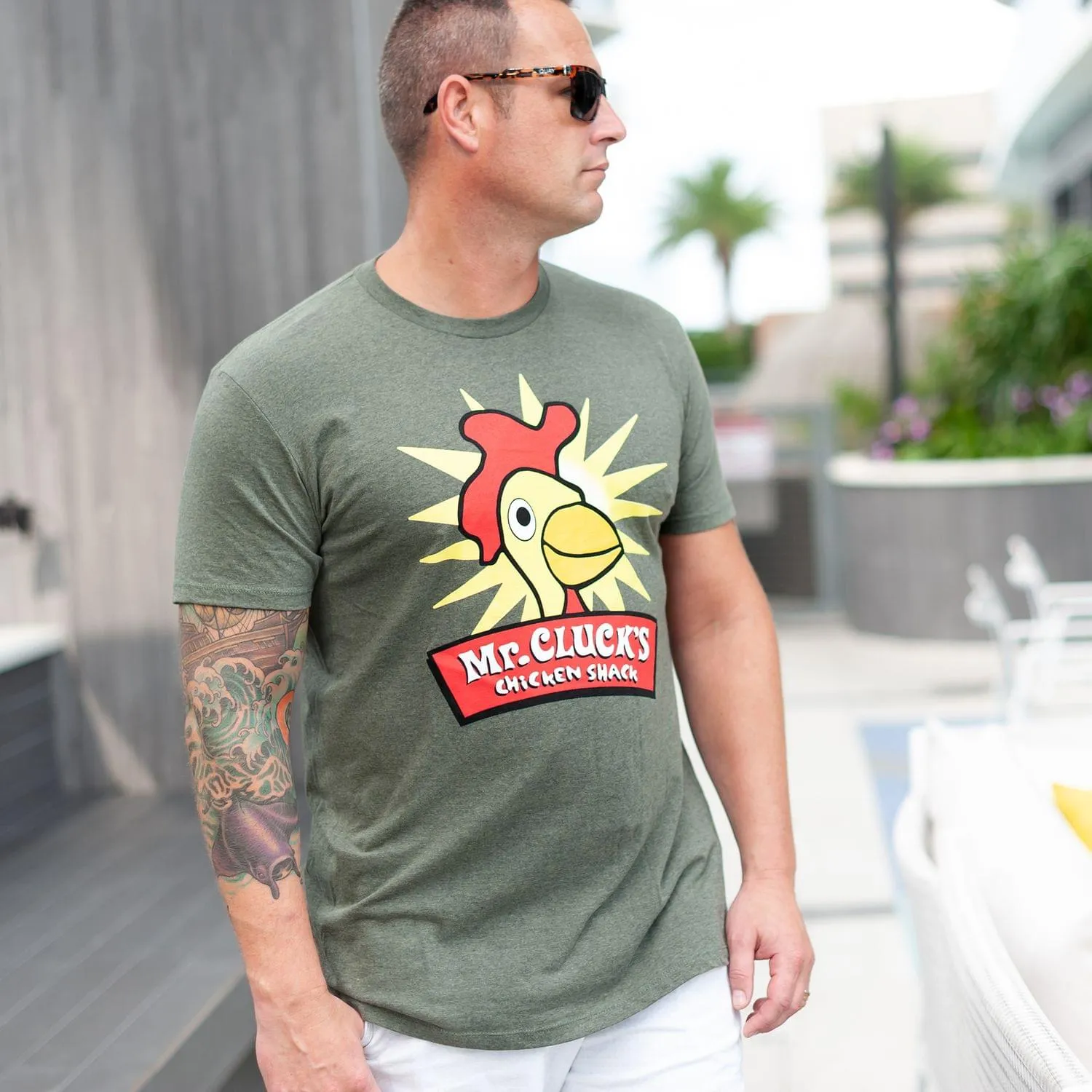 Lost "Mr. Cluck's Chicken" Men's Green T-Shirt