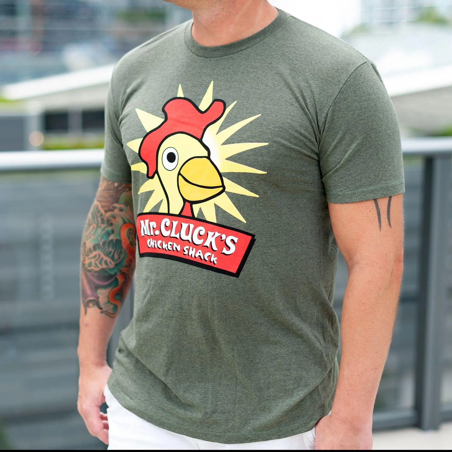 Lost "Mr. Cluck's Chicken" Men's Green T-Shirt