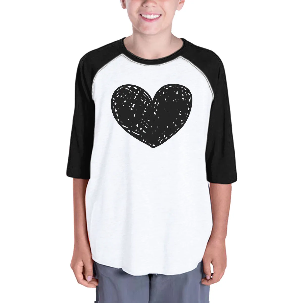 Love Heart Family-Baby Kids Black And White Baseball Shirt