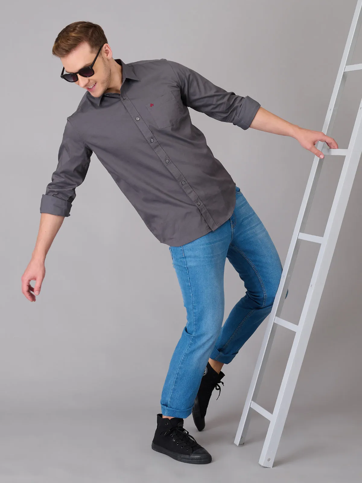 Men Bright Grey Cotton Formal Shirt (GBHM23ED19)