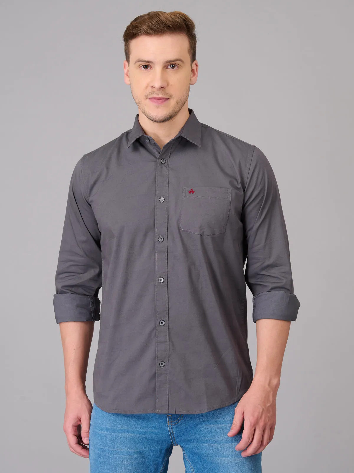 Men Bright Grey Cotton Formal Shirt (GBHM23ED19)