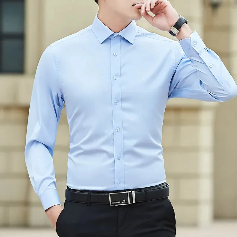 Men Solid Color Business Shirt