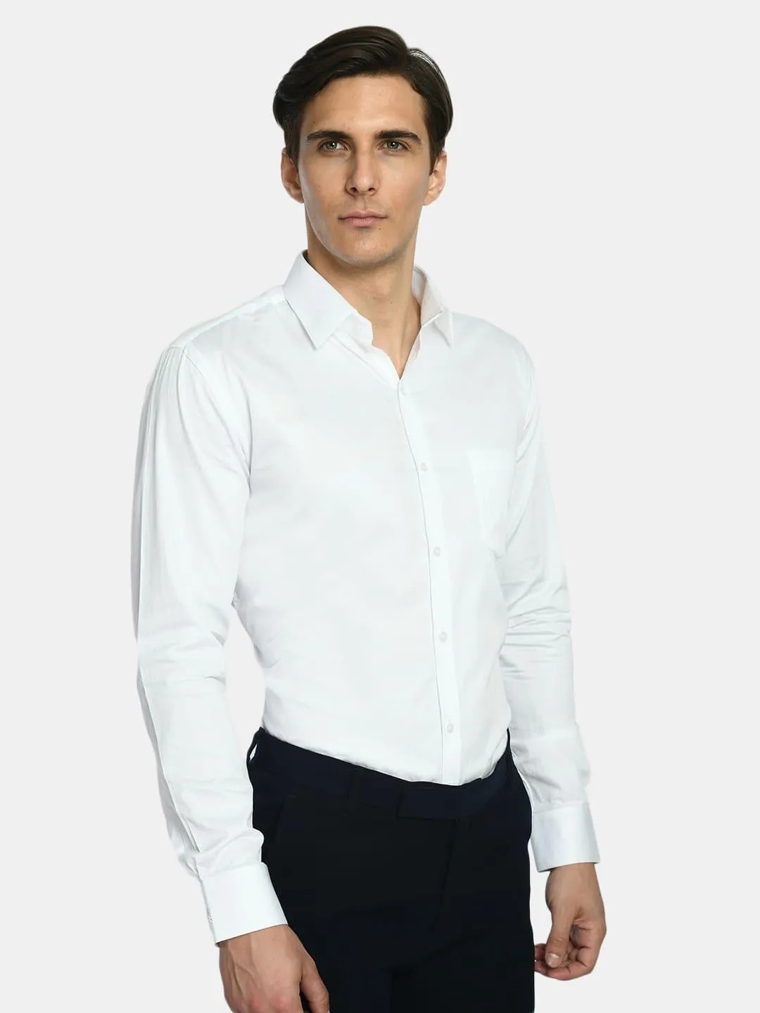 Men's White Regular Fit Solid Formal Shirt