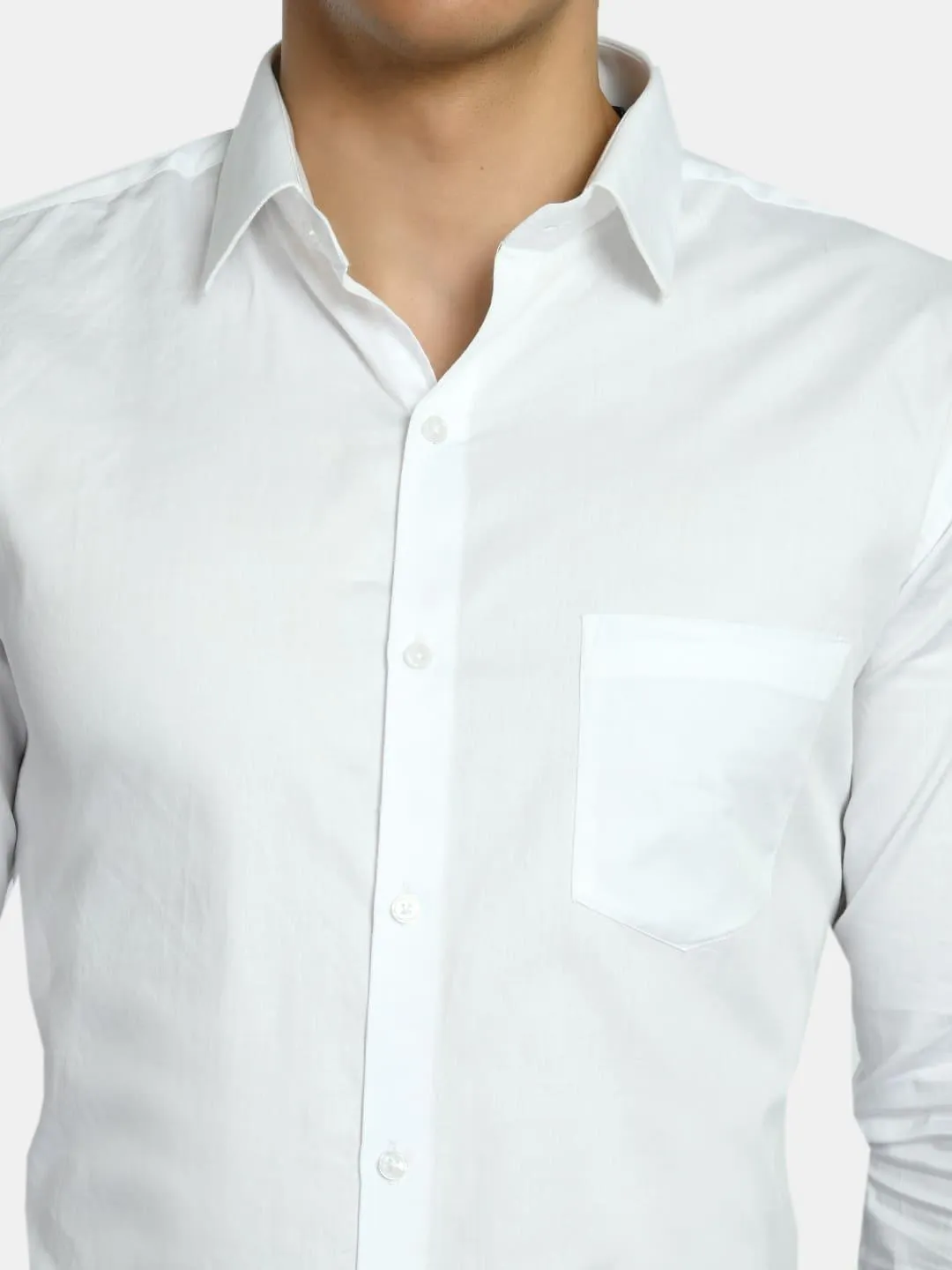 Men's White Regular Fit Solid Formal Shirt