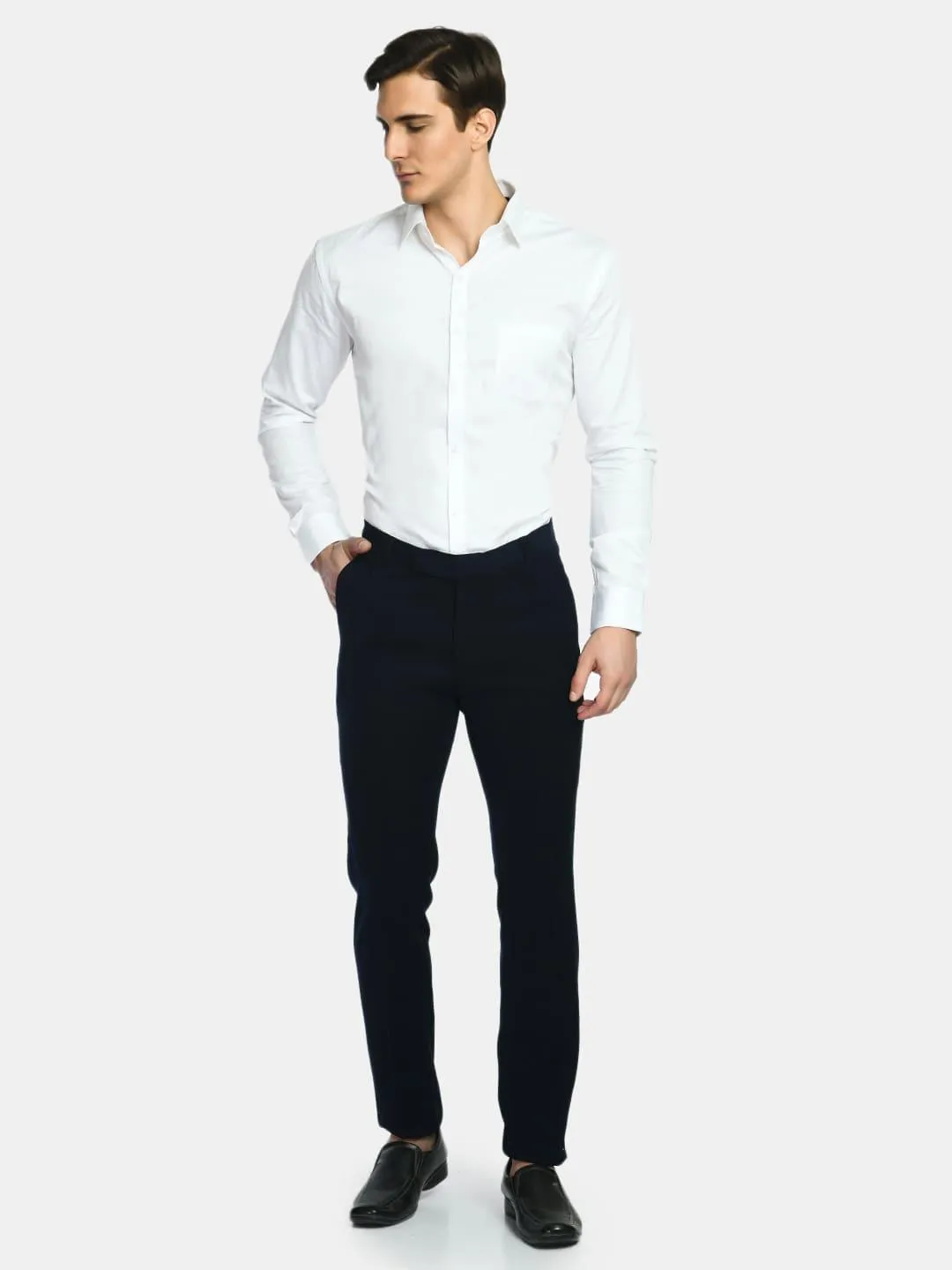 Men's White Regular Fit Solid Formal Shirt