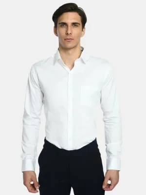 Men's White Regular Fit Solid Formal Shirt
