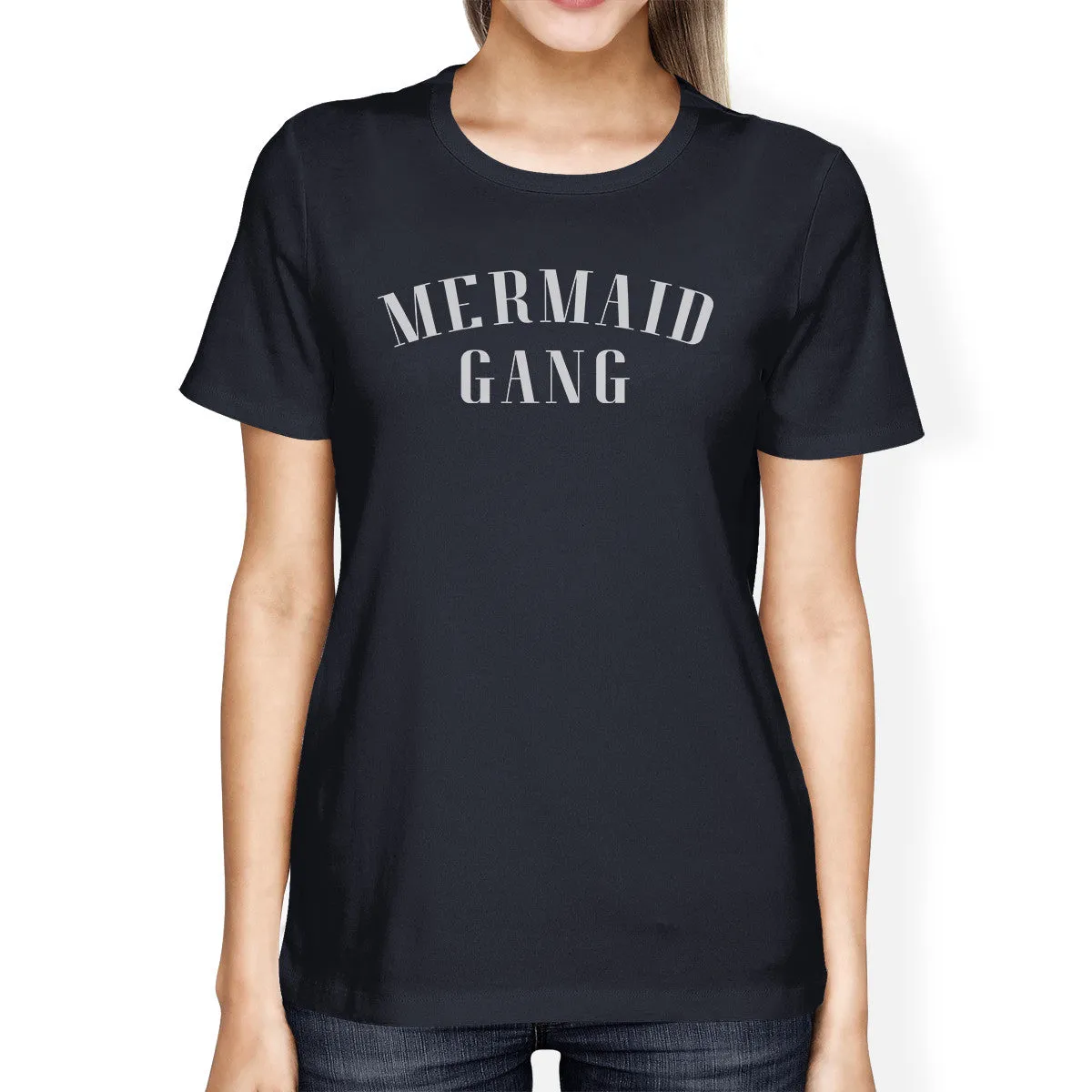 Mermaid Gang Navy Womens Unique Design Short Sleeve T-Shirt Gifts