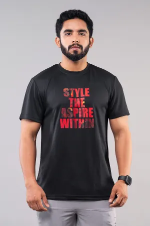 MINIMAL BUZZ TAGLINE GRAPHIC T-SHIRTS - BLACK (D)