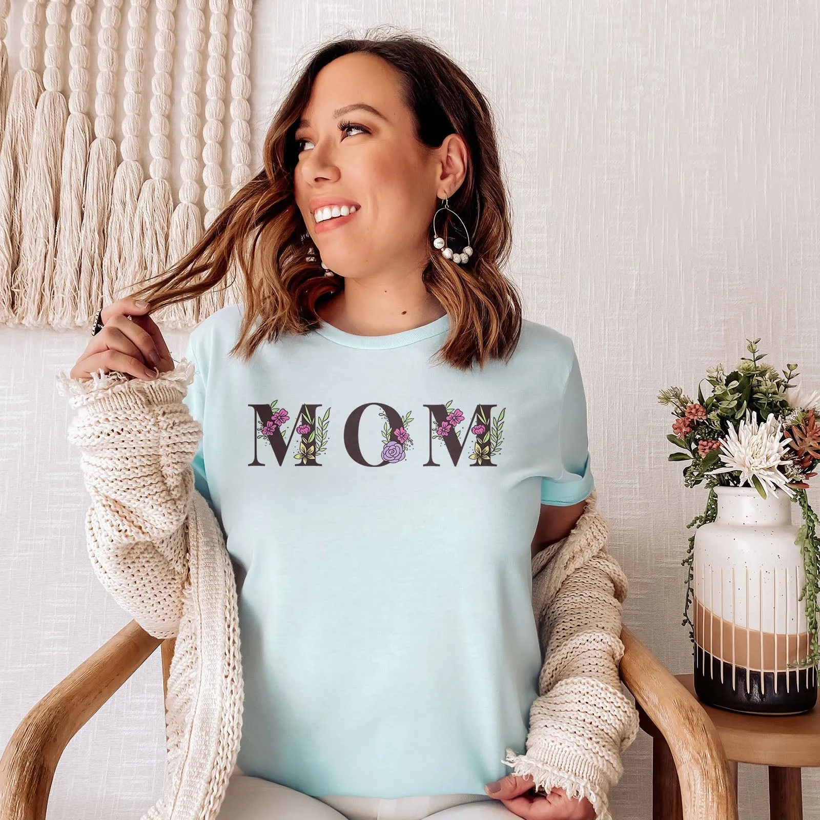 Mom Floral Tee Shirts For Women - Christian Shirts for Women - Religious Tee Shirts