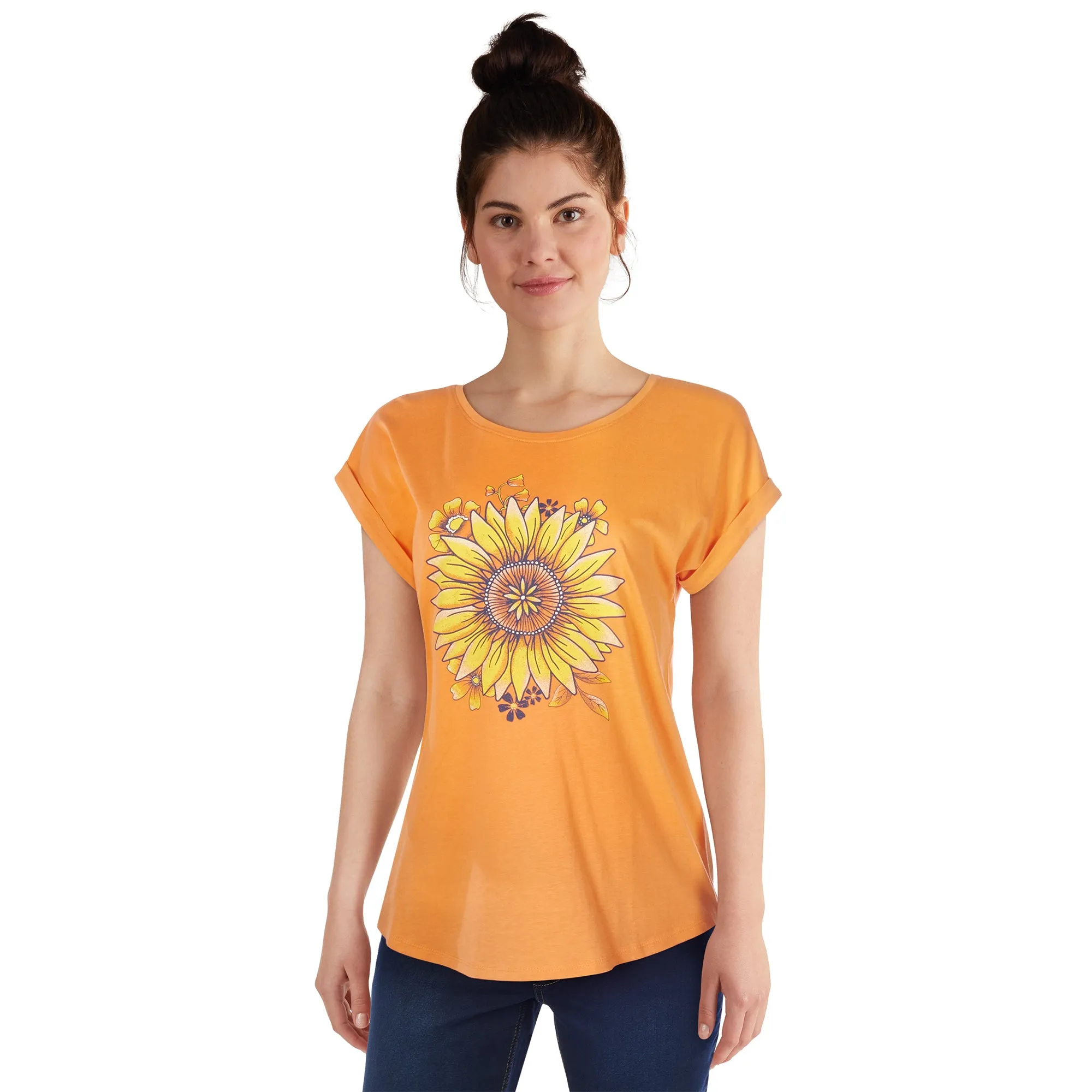 mySTYLE Women's Cool Comfort Rolled Sleeves Top