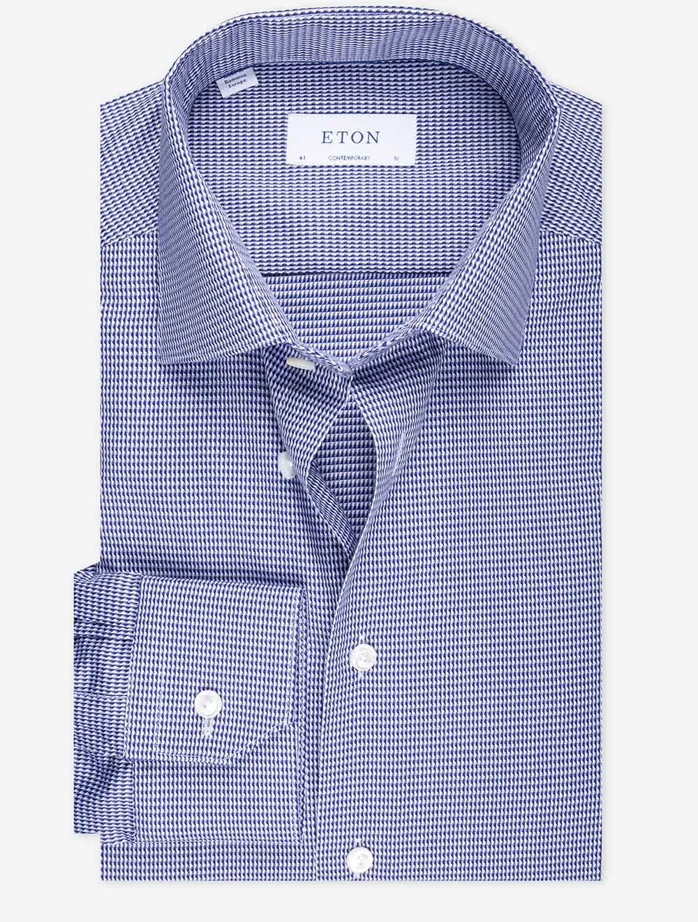 Navy Puppytooth Contemporary Shirt