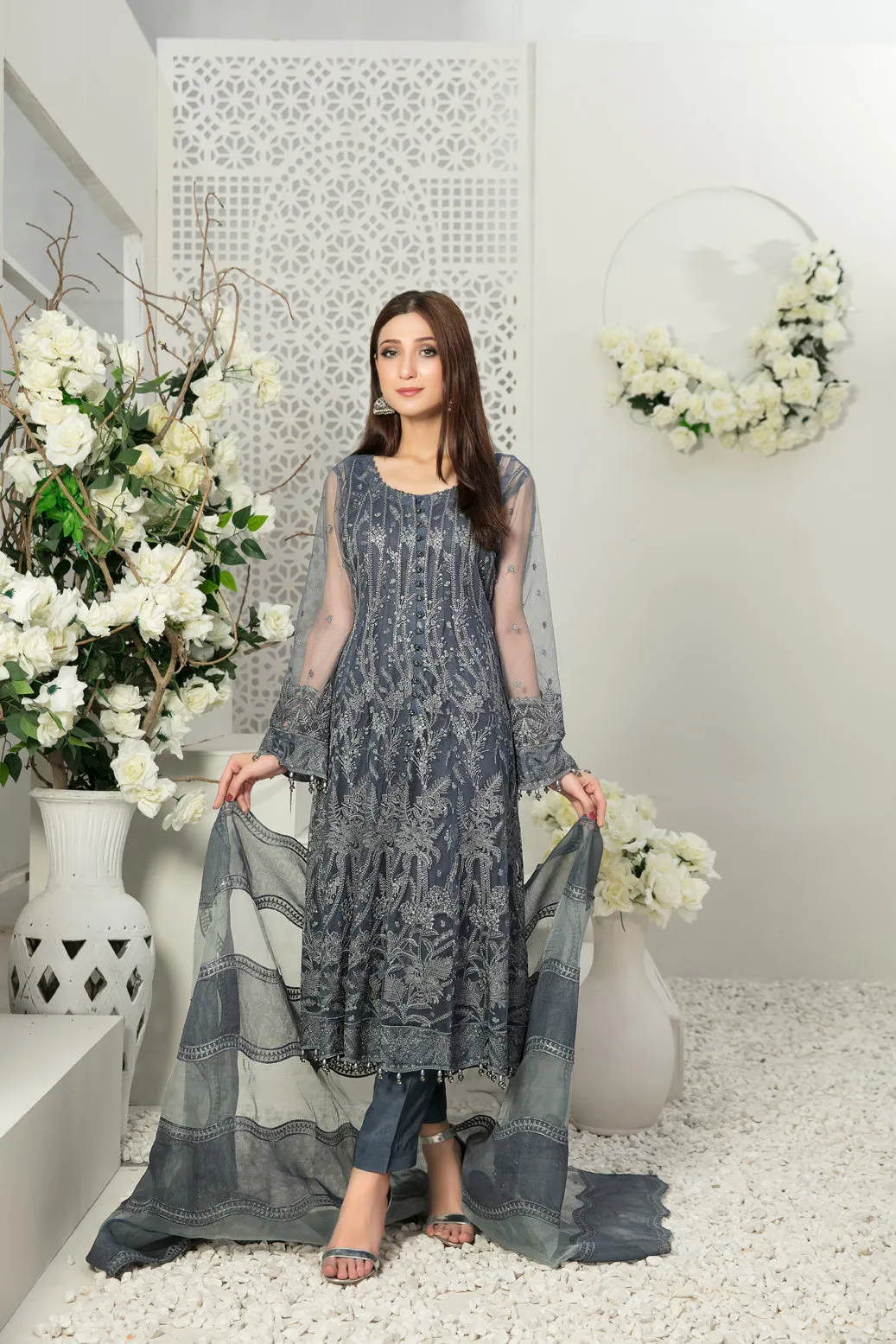 Nina by Tawakkal Semi Stitched 3 Piece Fancy Chiffon Collection'2022-N-6537