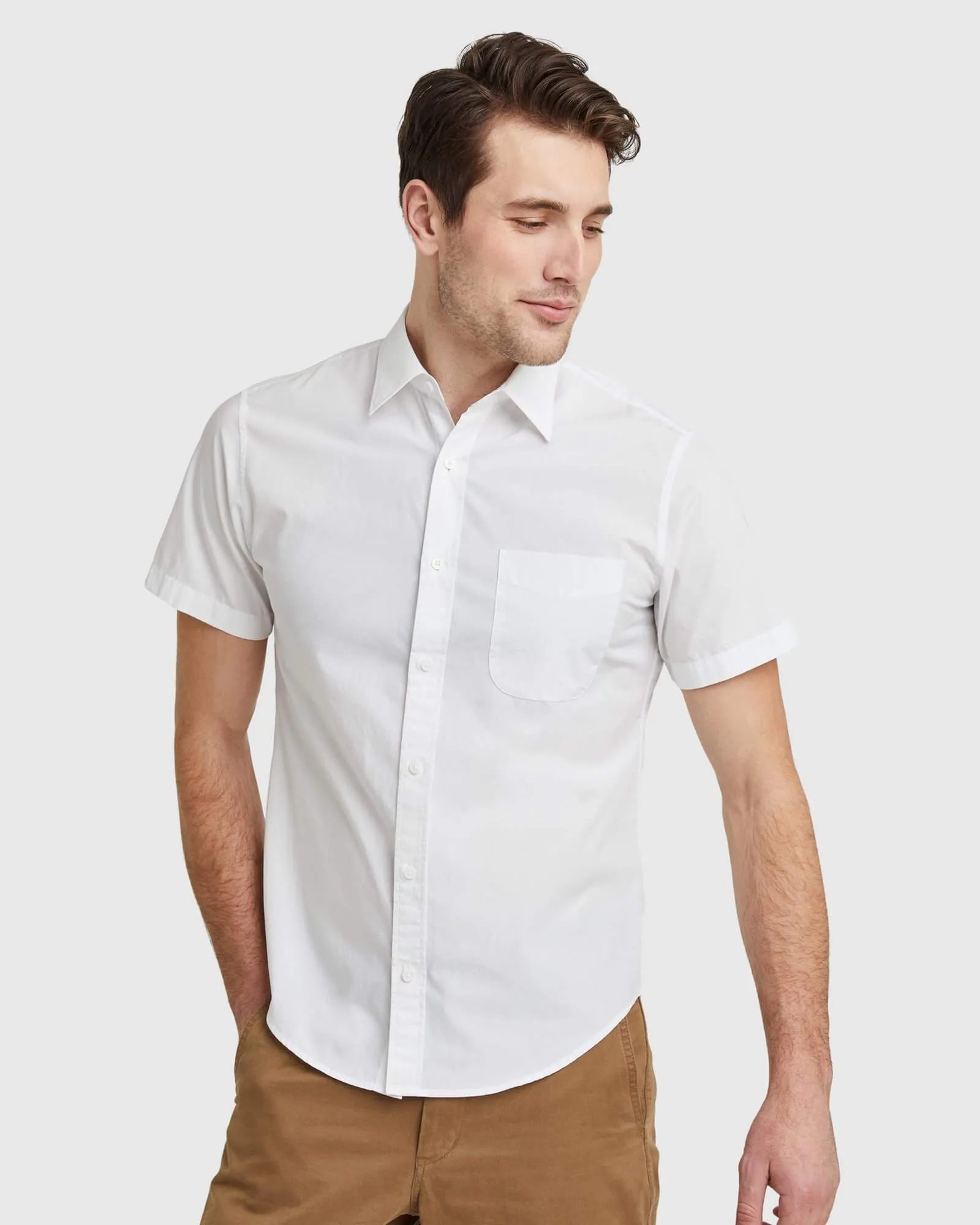 Organic Short Sleeve Stretch Poplin Shirt