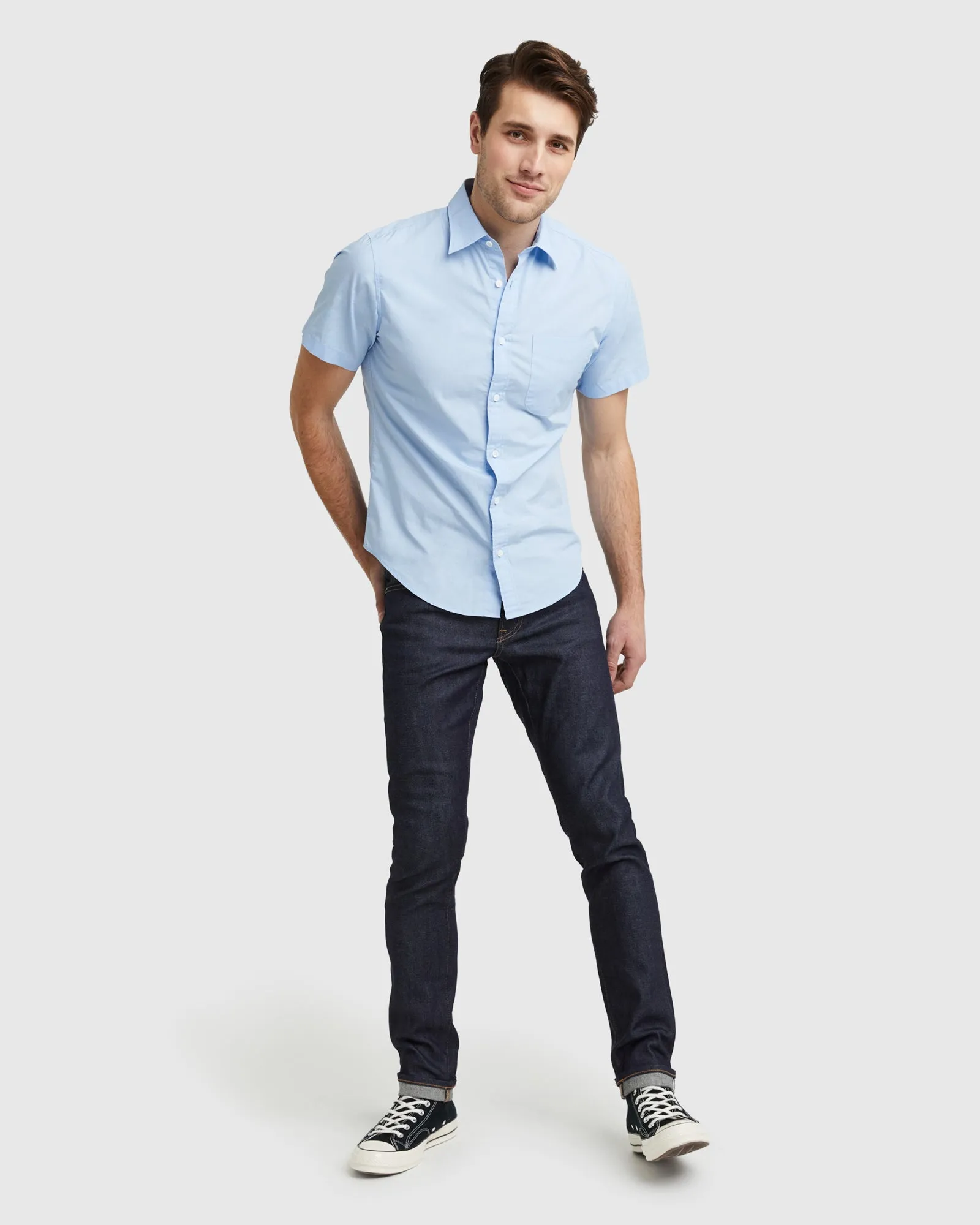 Organic Short Sleeve Stretch Poplin Shirt