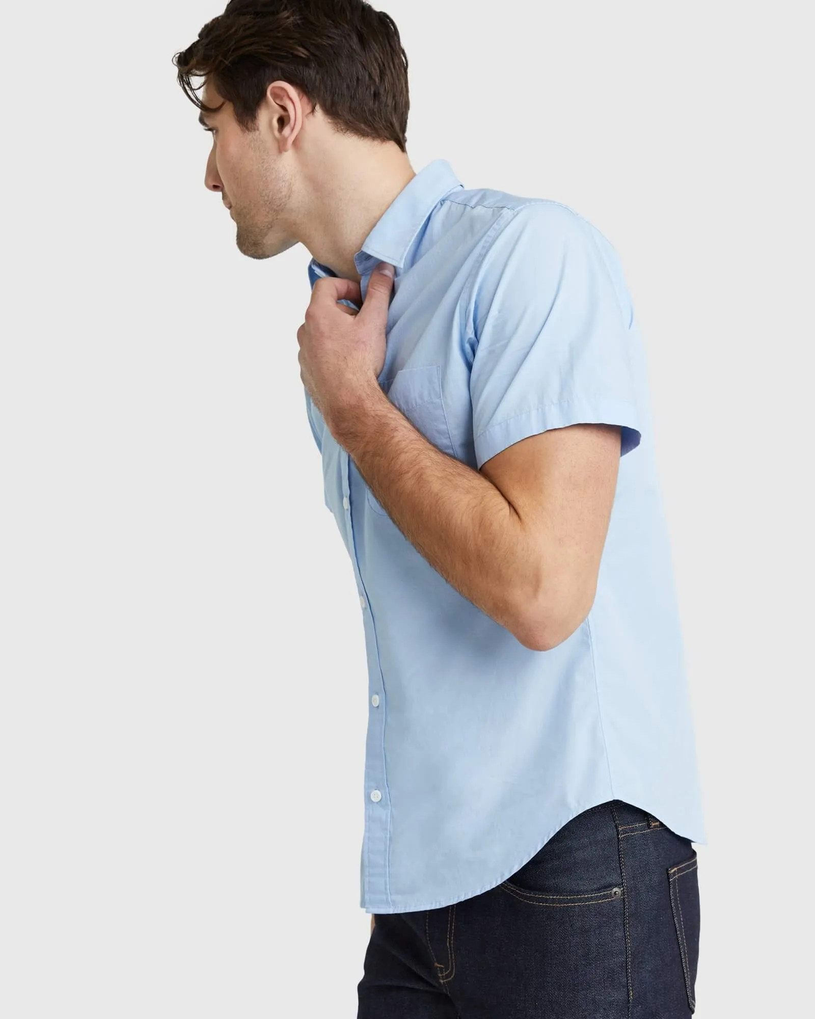 Organic Short Sleeve Stretch Poplin Shirt