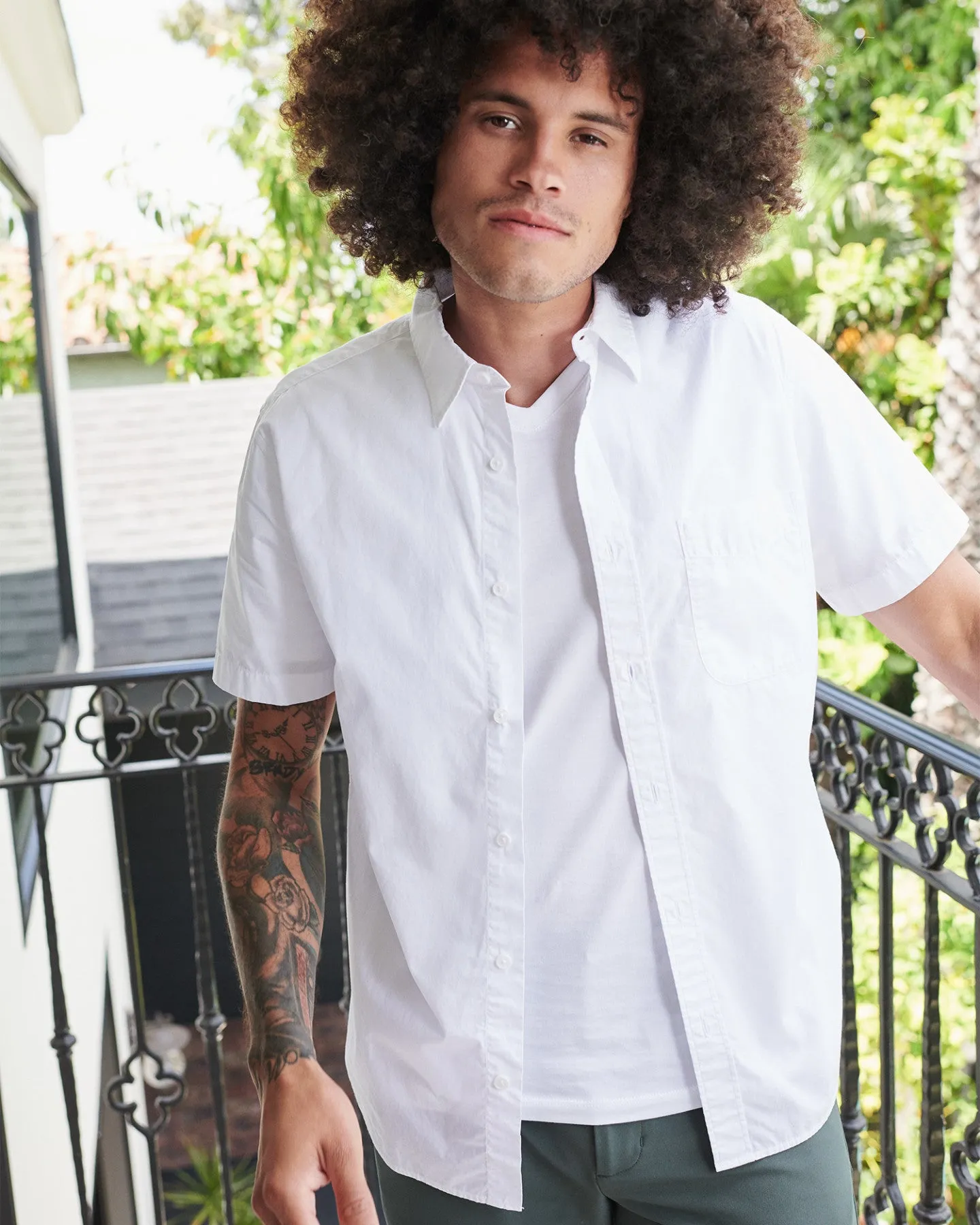 Organic Short Sleeve Stretch Poplin Shirt