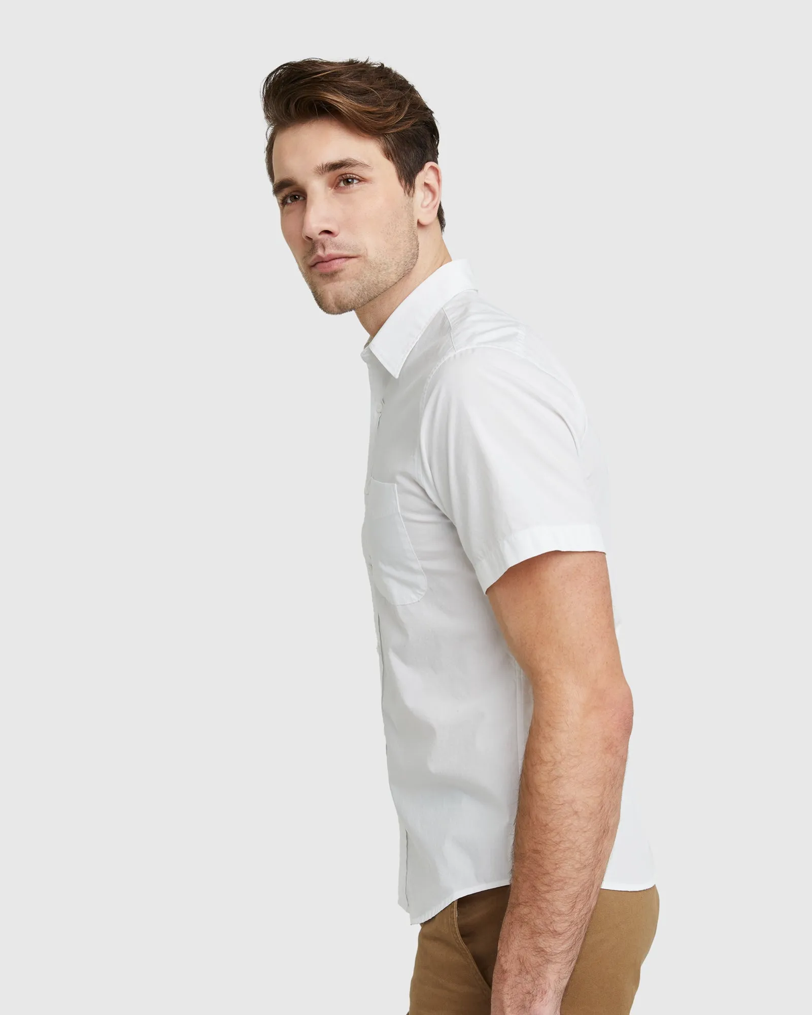 Organic Short Sleeve Stretch Poplin Shirt