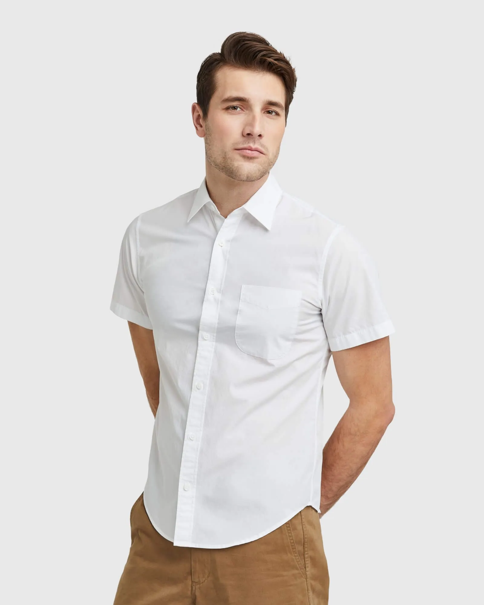 Organic Short Sleeve Stretch Poplin Shirt