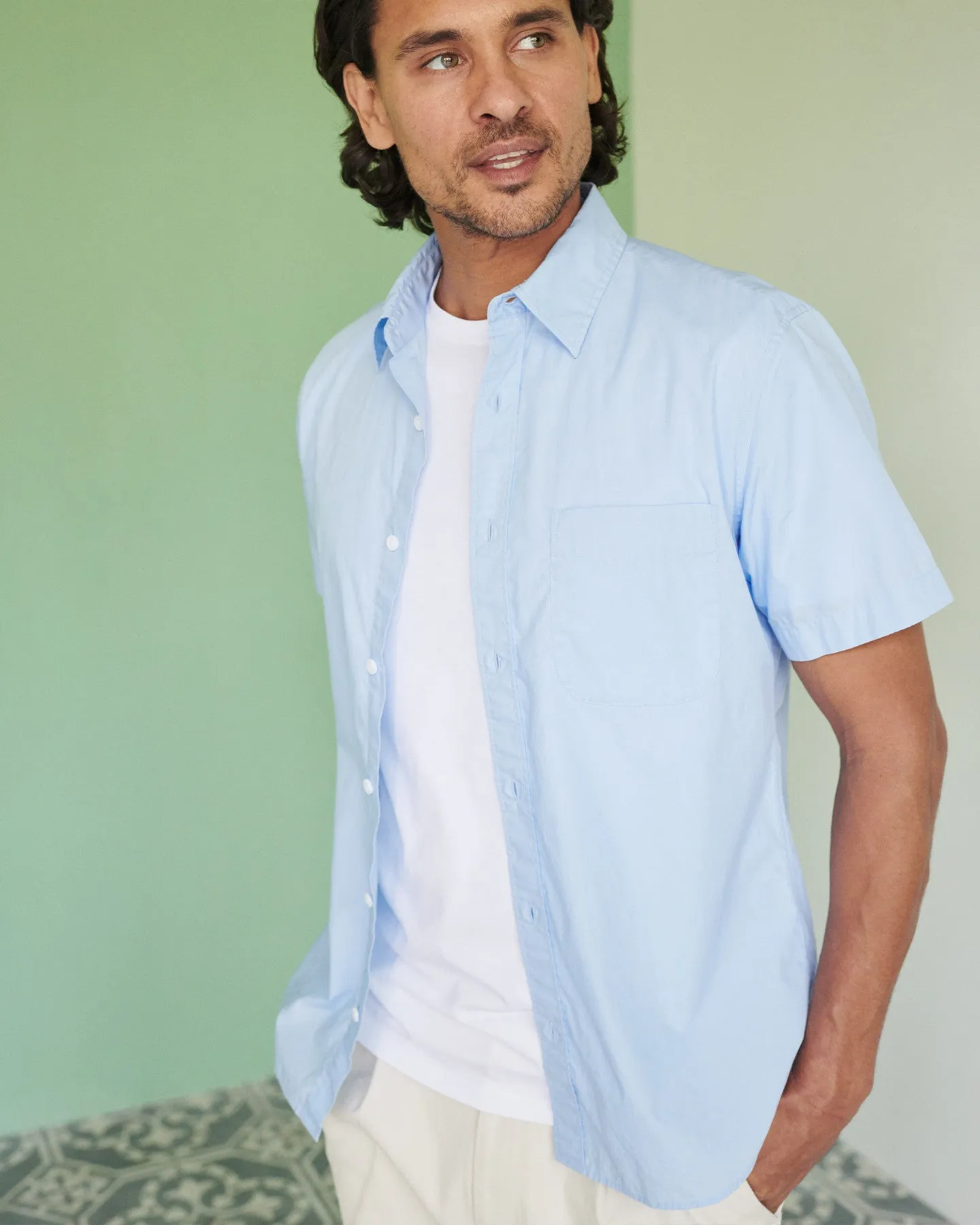 Organic Short Sleeve Stretch Poplin Shirt