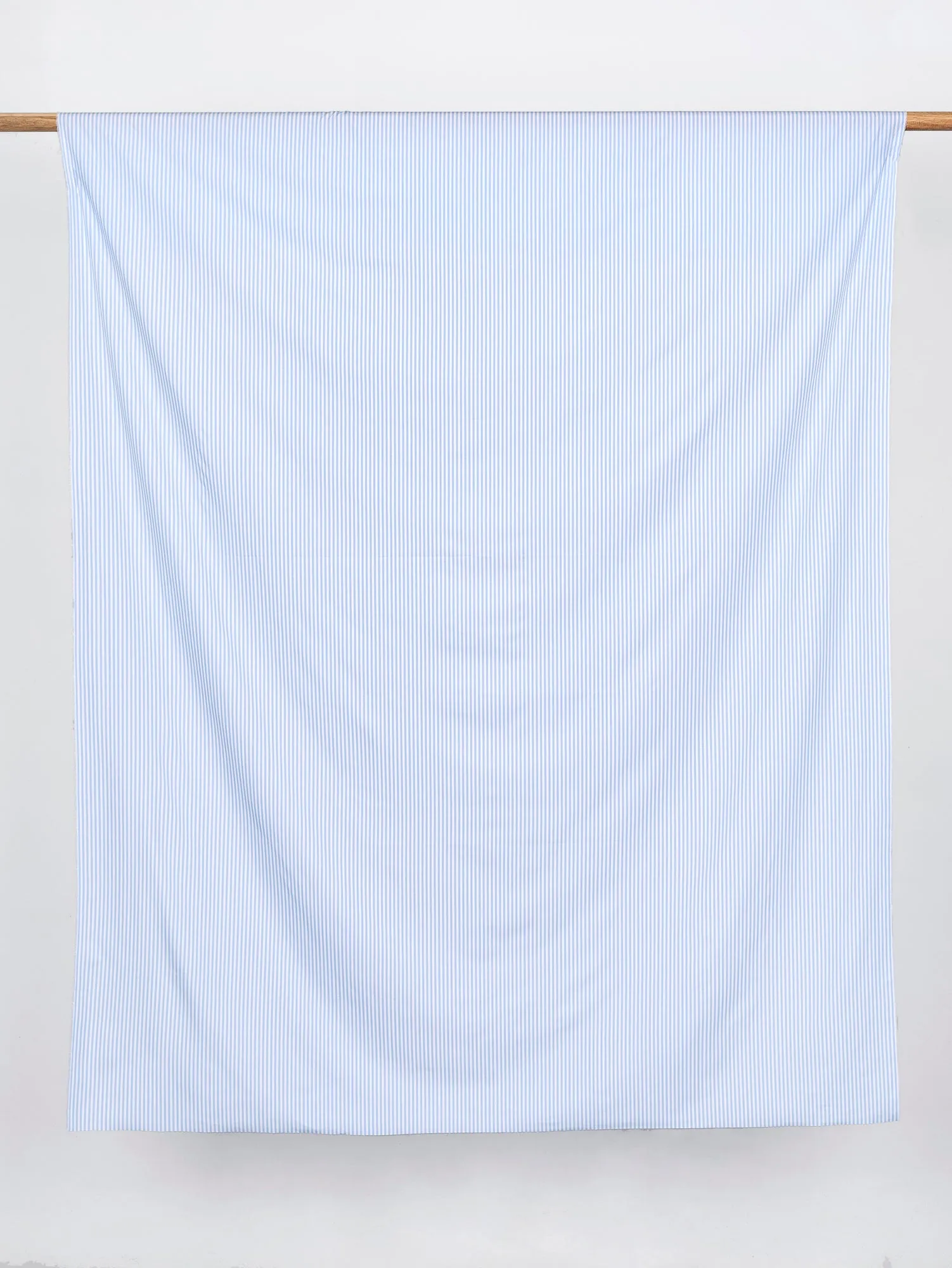 Pinstripe Cotton Poplin Shirting - Cornflower Blue   White - Swatch