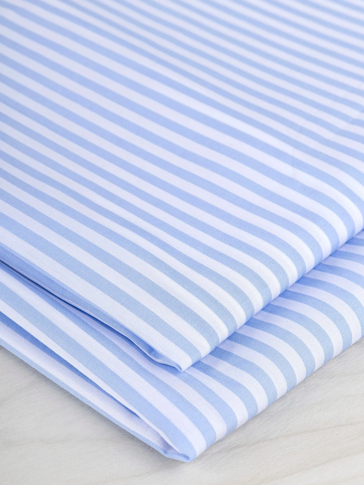 Pinstripe Cotton Poplin Shirting - Cornflower Blue   White - Swatch