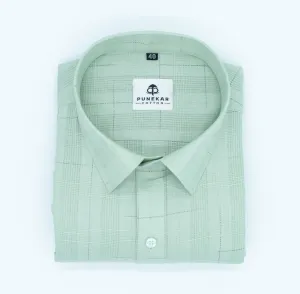 Pista Green Color Pure Cotton Shirts For Men