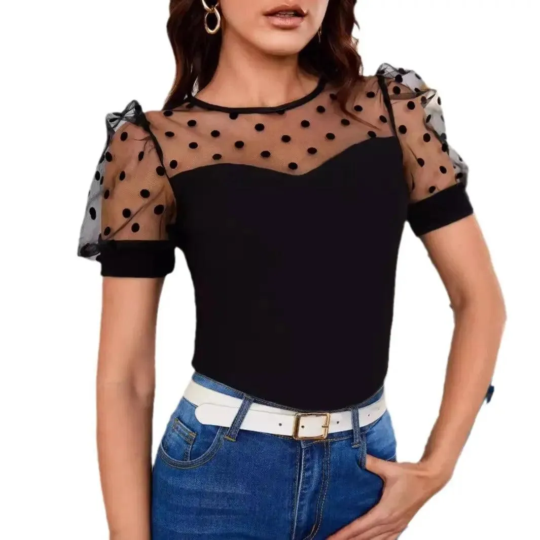 Polka Dot Mesh Top