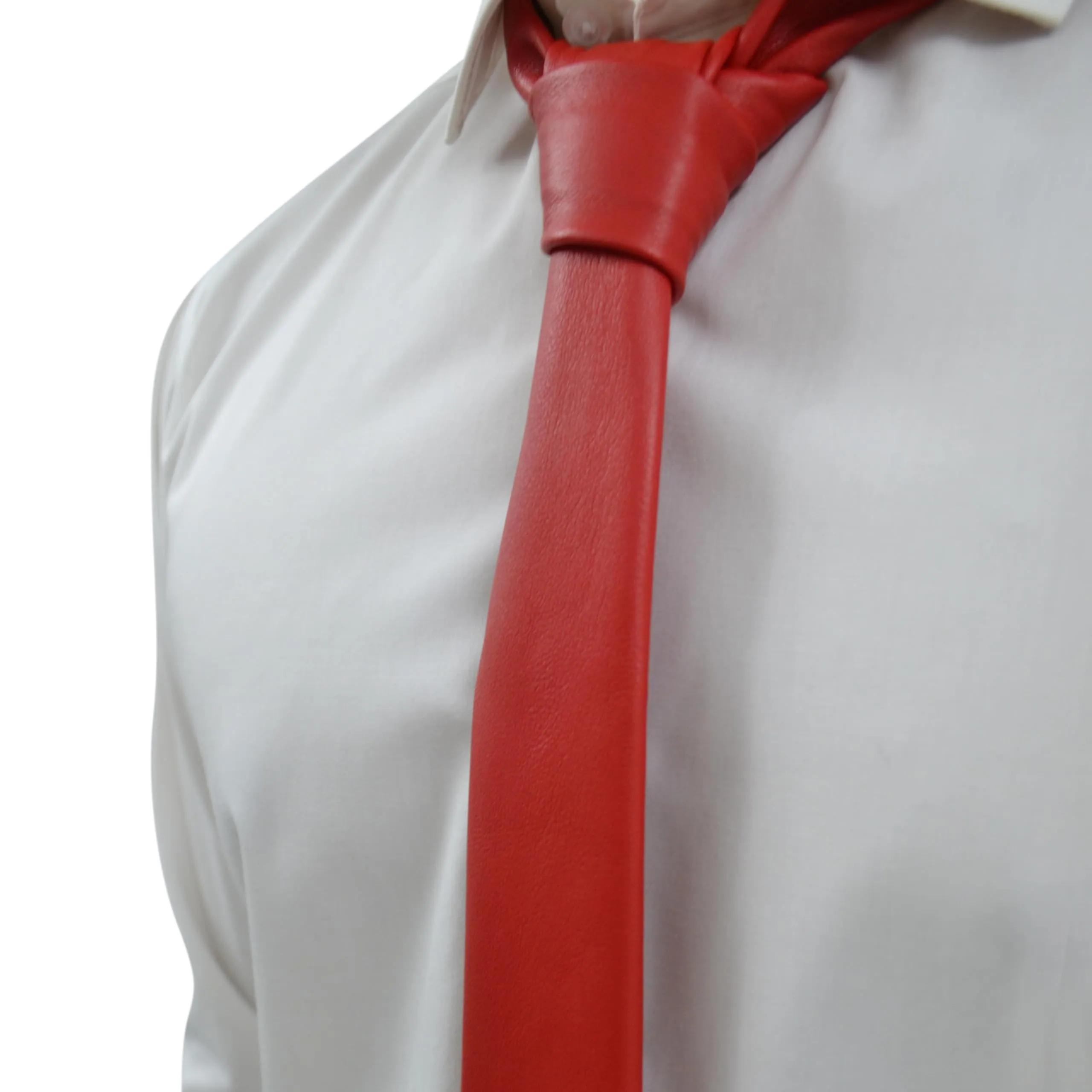 Red Genuine Leather Necktie Tie