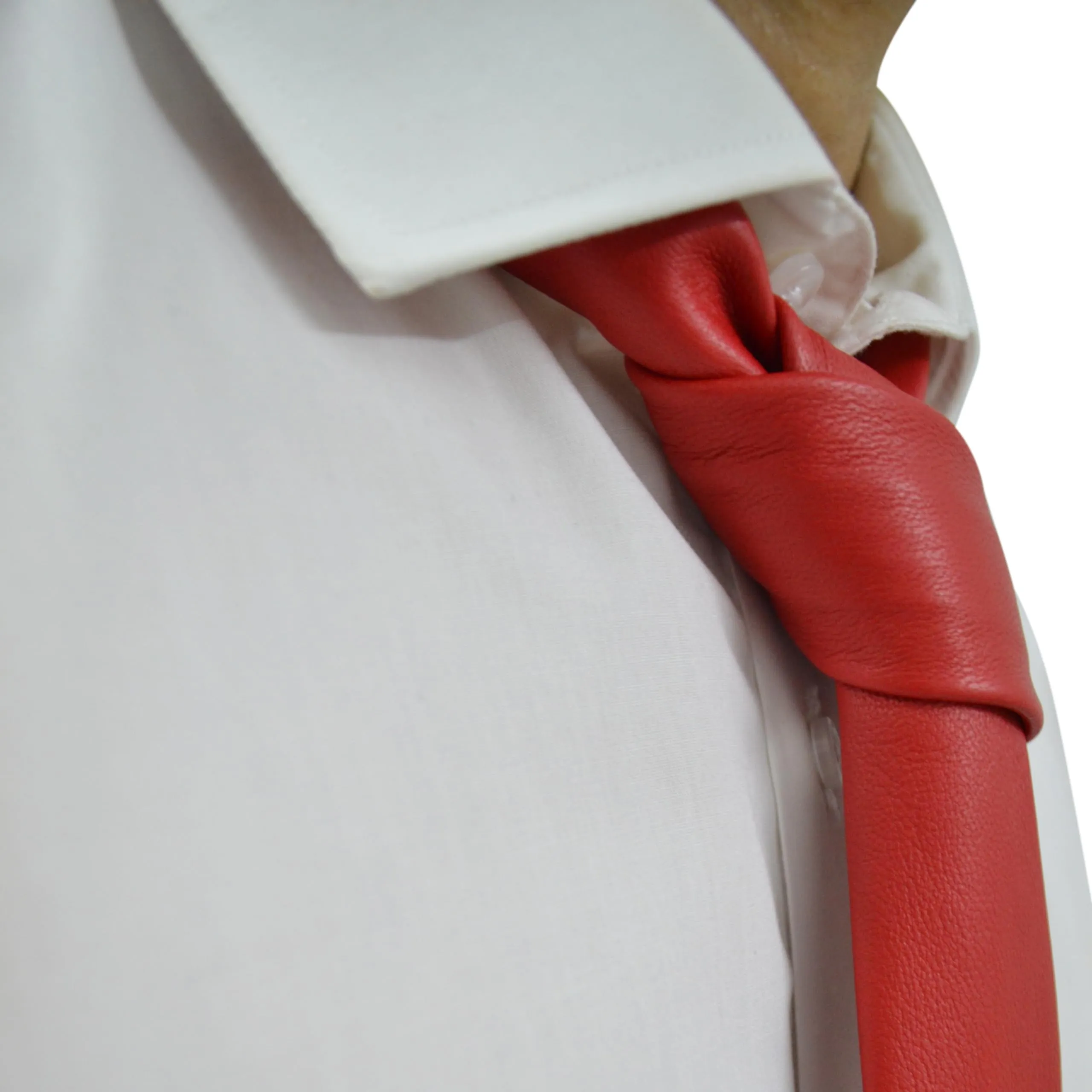 Red Genuine Leather Necktie Tie