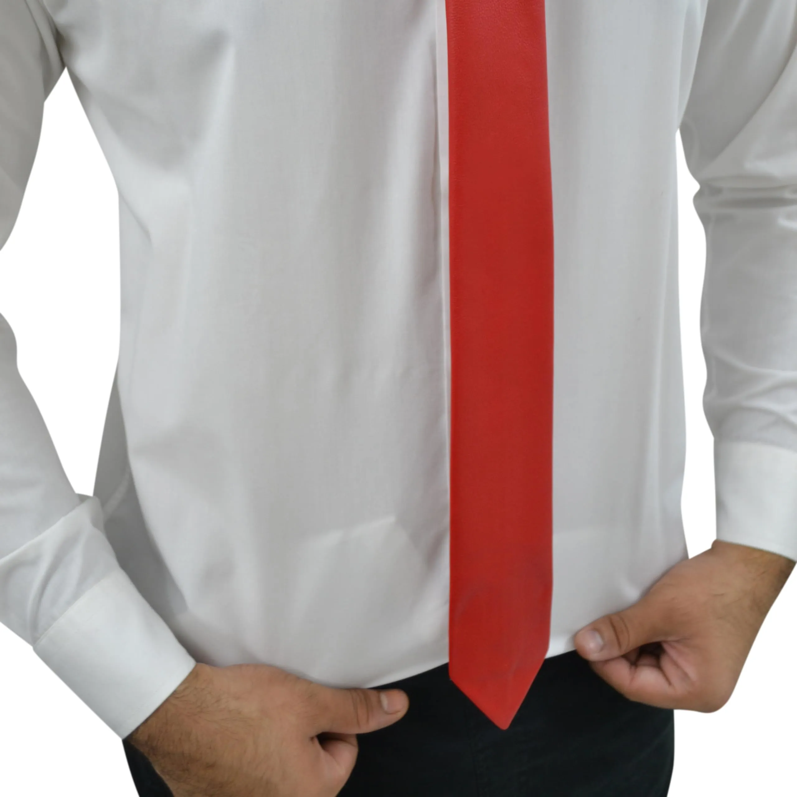 Red Genuine Leather Necktie Tie