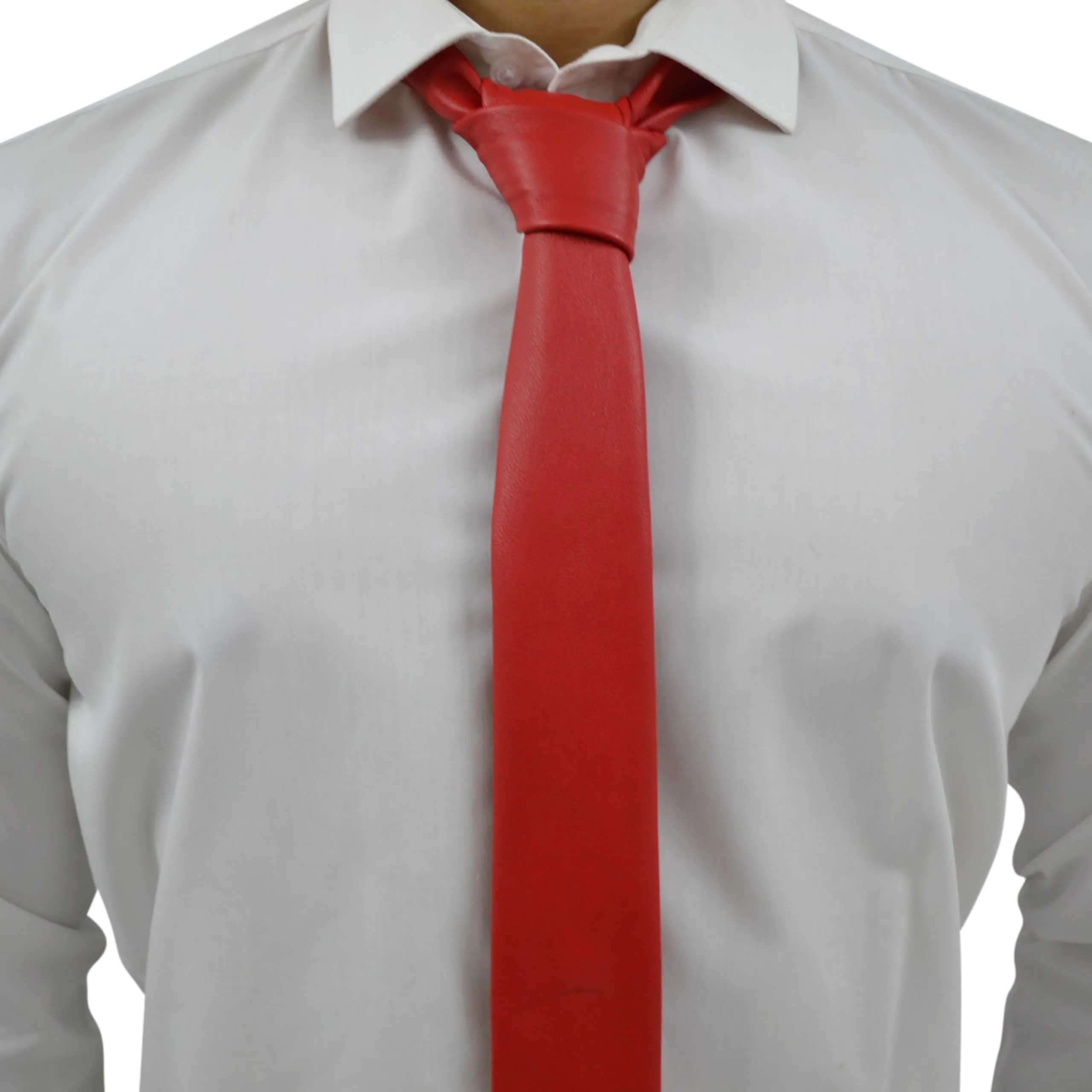 Red Genuine Leather Necktie Tie