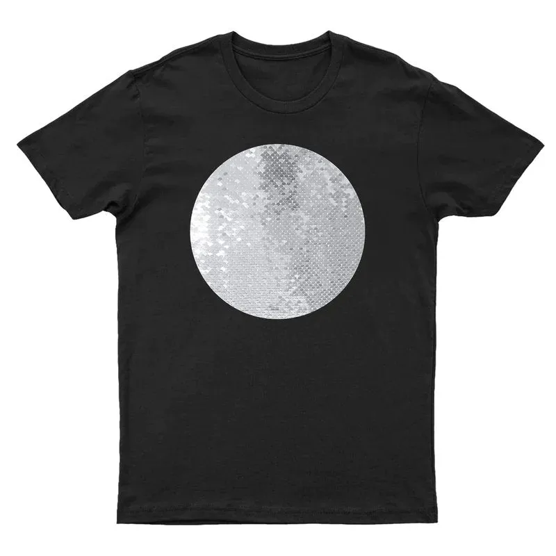 #S-6XL- Custom Photo Circle Shaped Sequin T-shirt Unisex Shirt DIY Cotton Sequin Tee