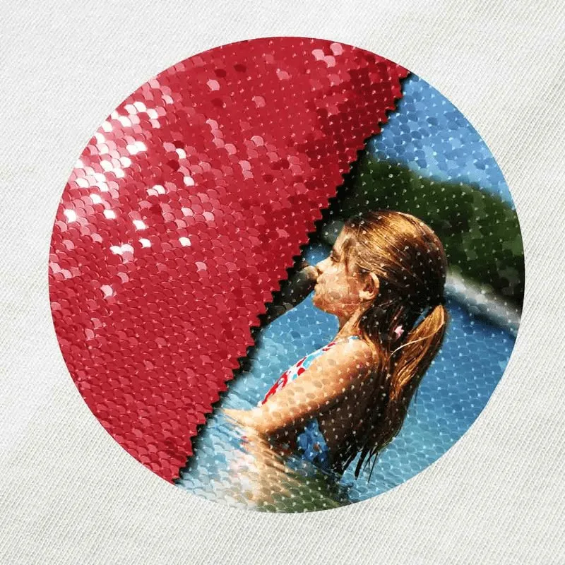 #S-6XL- Custom Photo Circle Shaped Sequin T-shirt Unisex Shirt DIY Cotton Sequin Tee