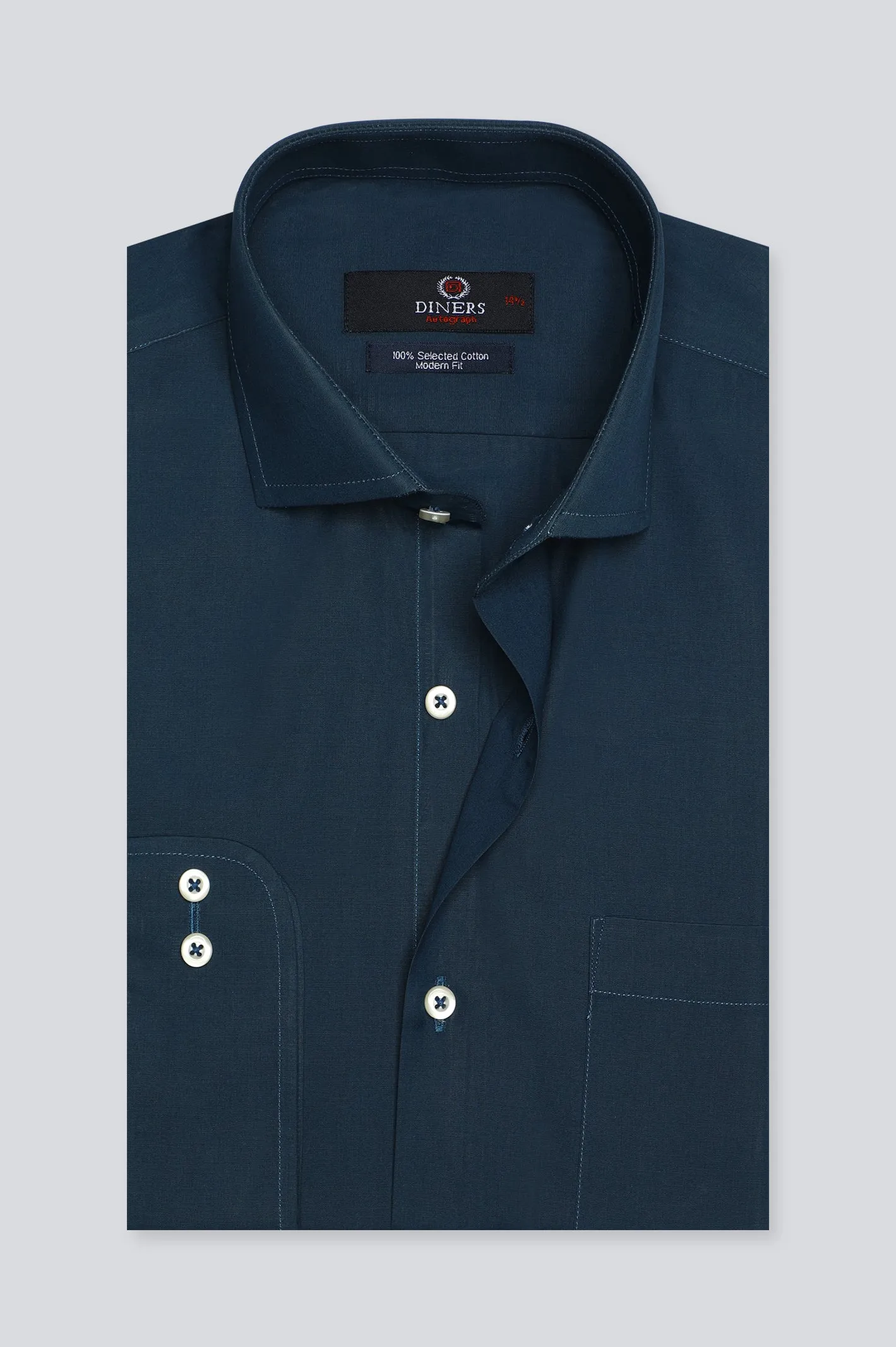 Sea Green Plain Formal Autograph Shirt