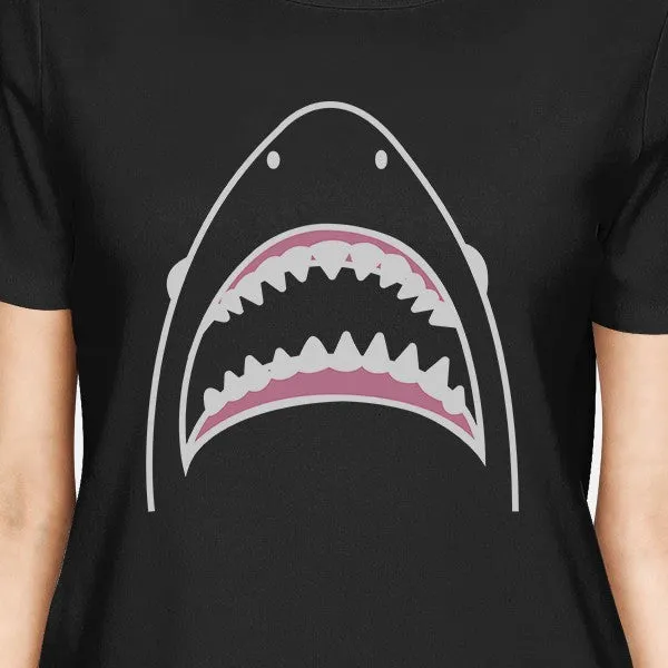 Shark Womens Black Graphic Tshirt Lightweight Summer Outfit Gifts