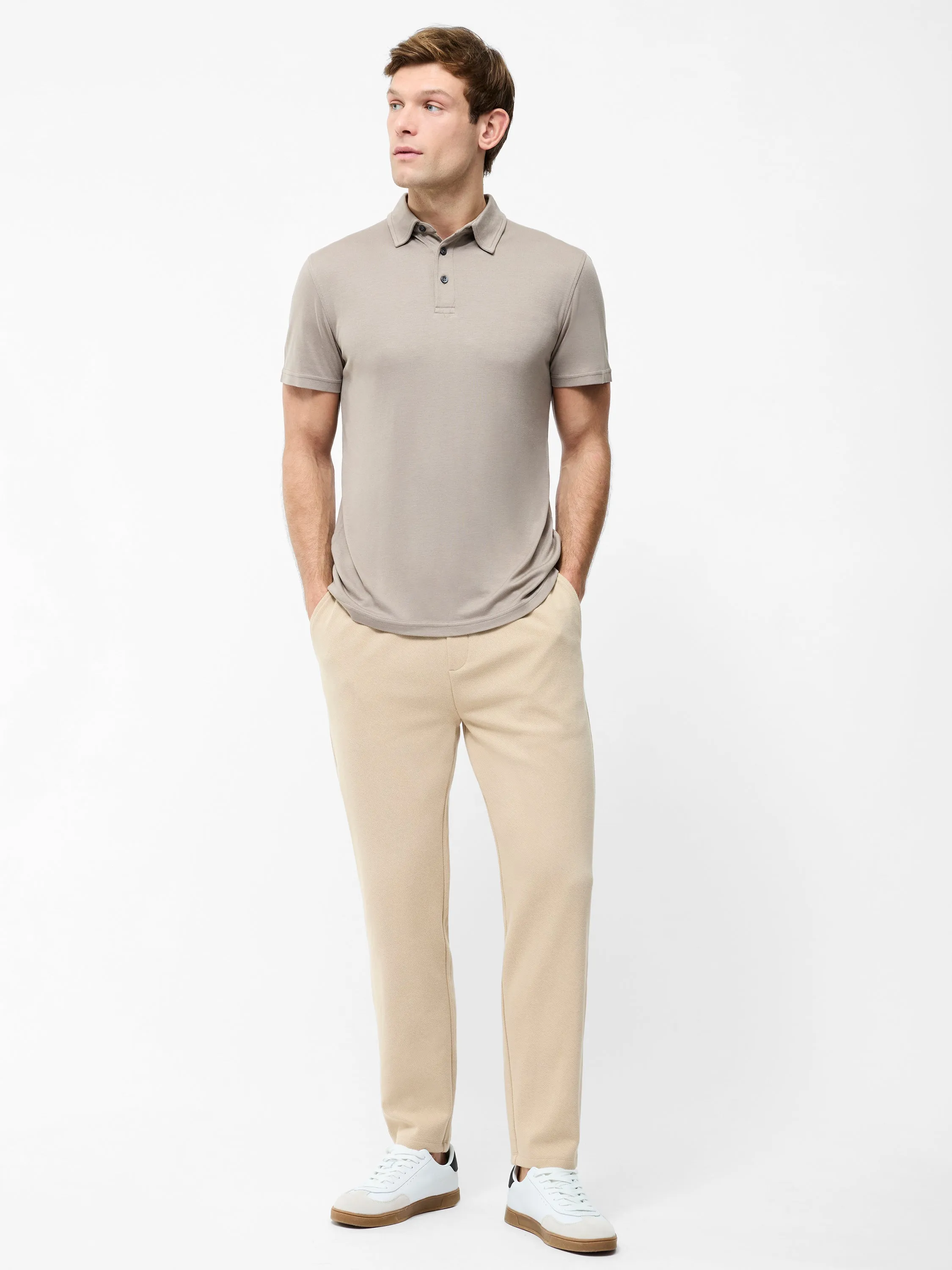 Short Sleeve Interlock Knit Button Polo Shirt
