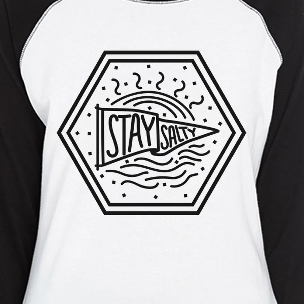 Stay Salty Cute Design Graphic Baseball Tshirt For Women Round Neck