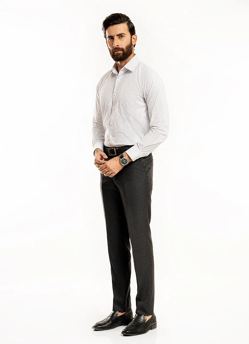 Stripes-Black & Blue on White Base, Cotton Rich Charlie Formal Shirt