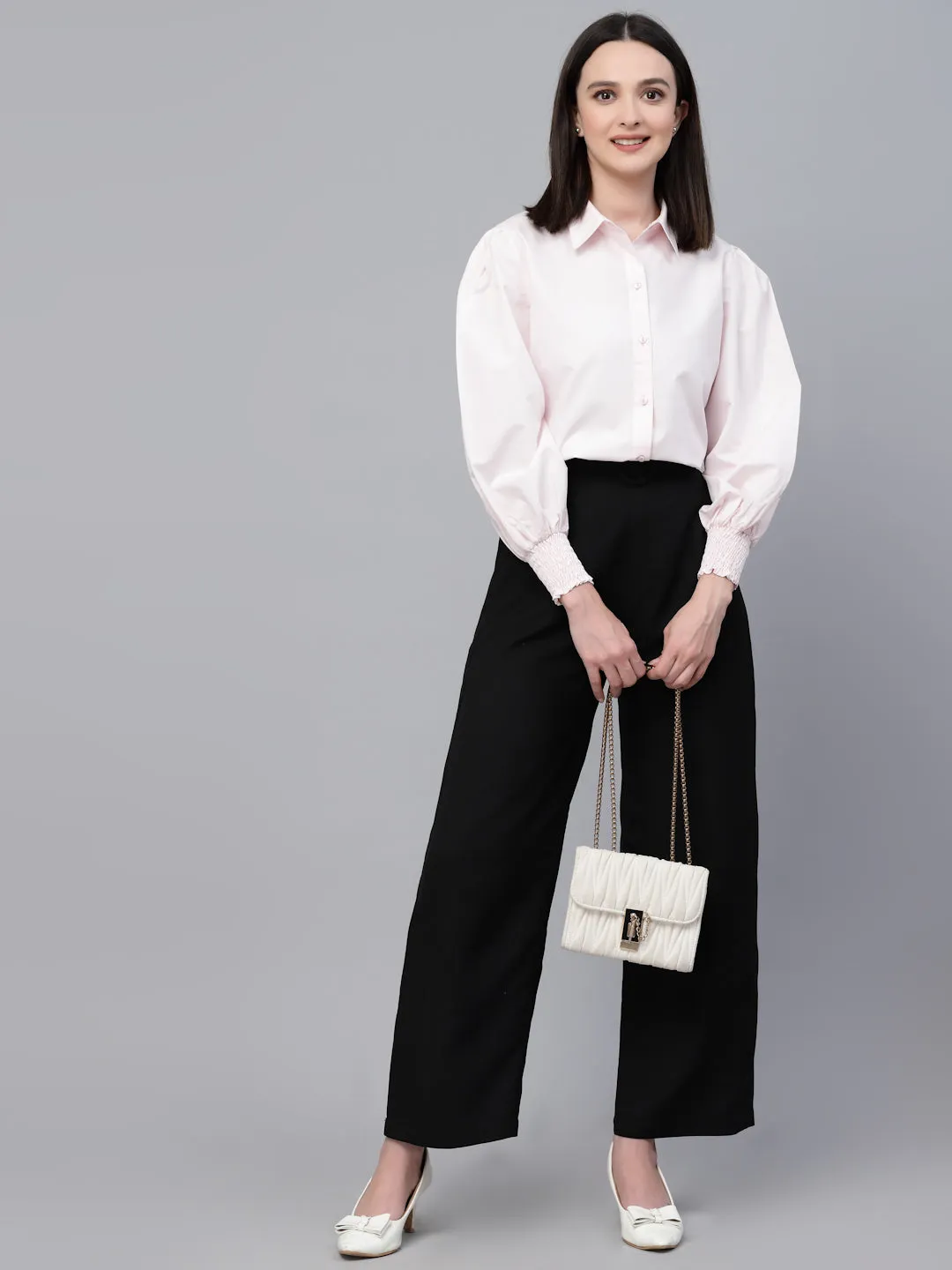 Style Quotient Women solid pink Polycotton formal shirt