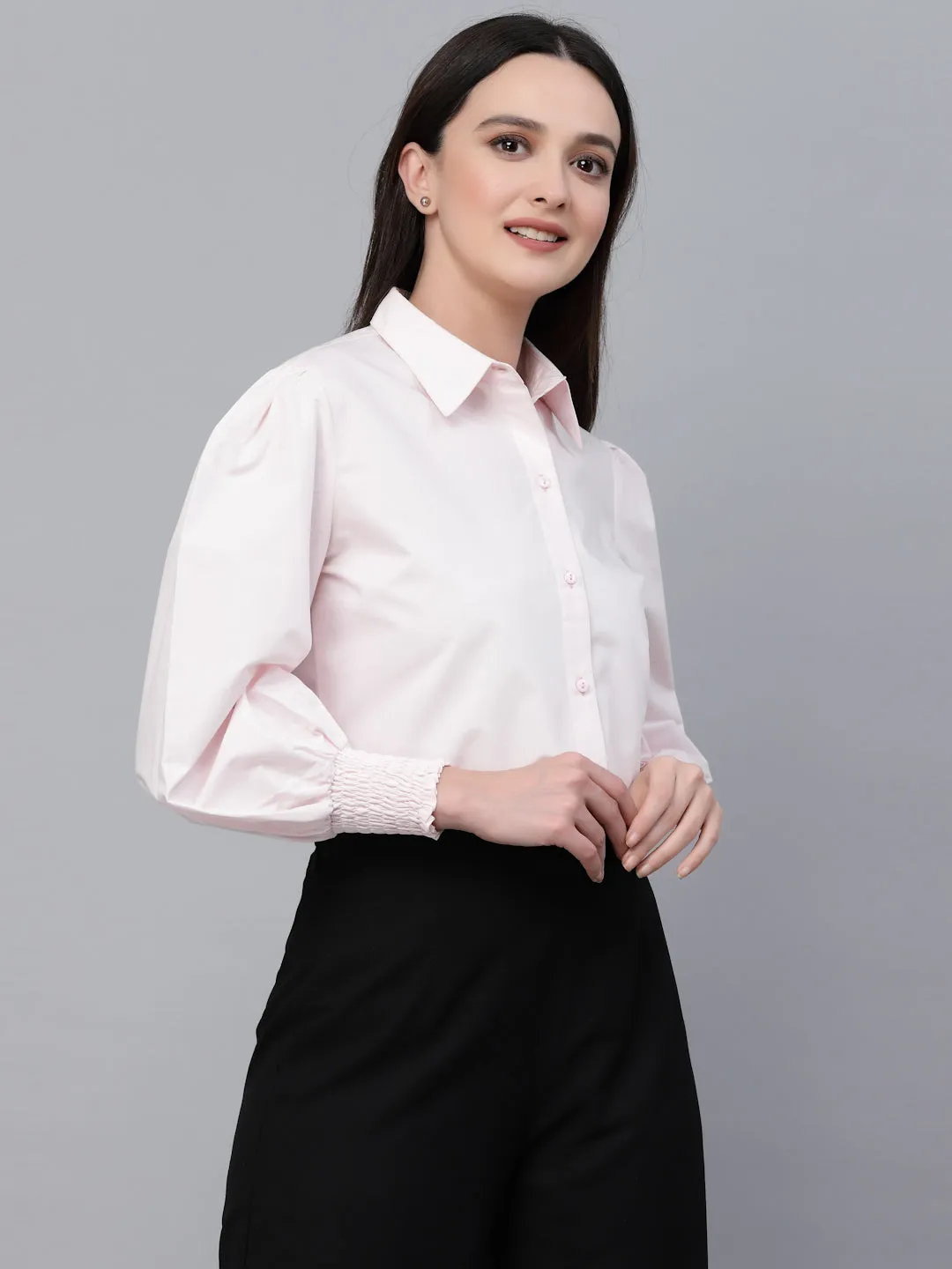 Style Quotient Women solid pink Polycotton formal shirt