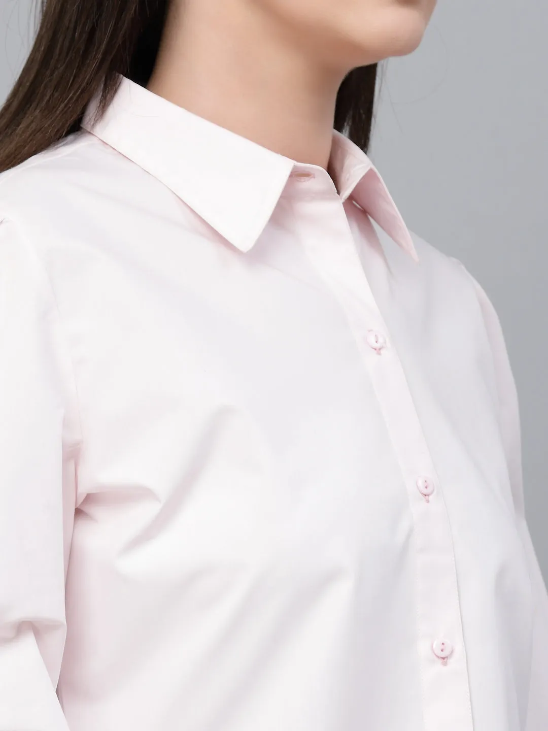 Style Quotient Women solid pink Polycotton formal shirt