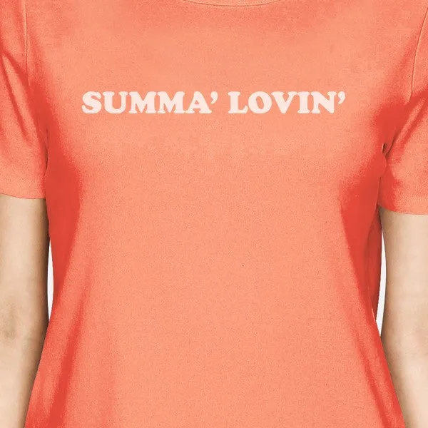 Summa' Lovin' Womens Peach Simple Design Short Sleeve Shirt Gifts